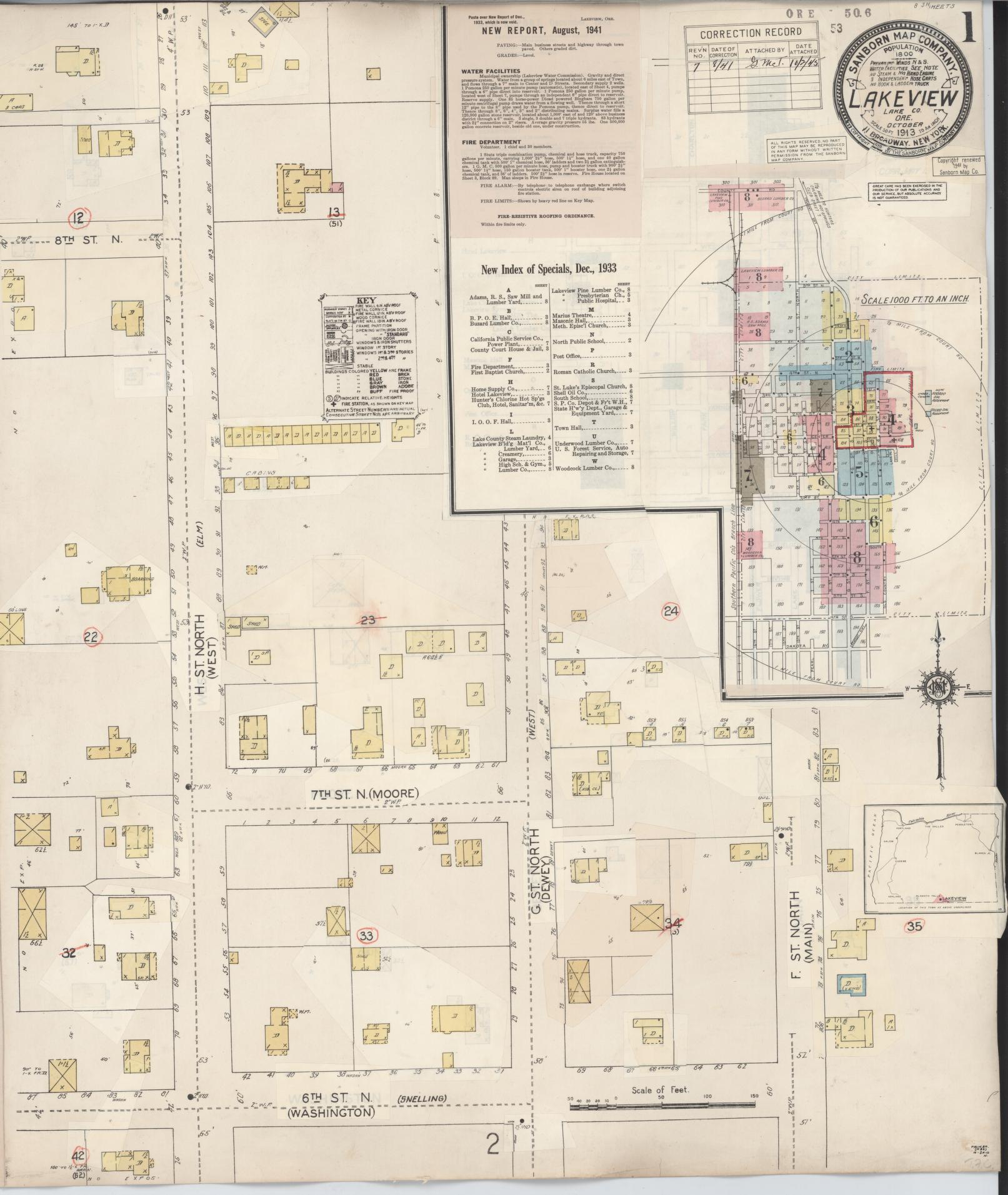 Sanborn Fire Insurance Map from Lakeview, Lake County, Oregon. (1941) – Historic Sanborn Fire Insurance Map Print