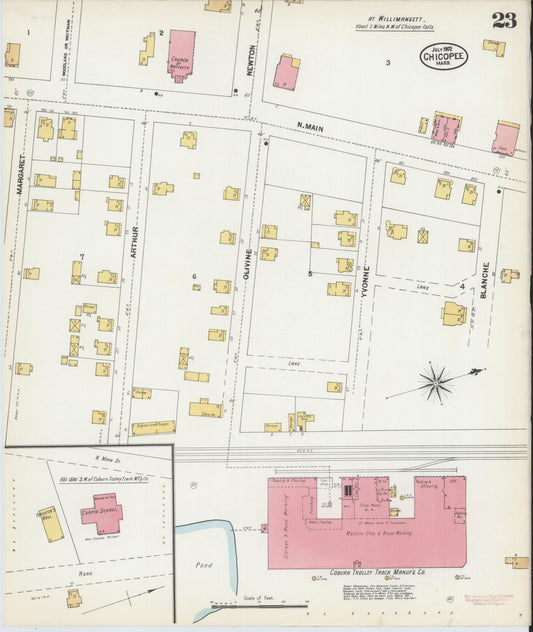 Sanborn Fire Insurance Map from Chicopee, Hampden County, Massachusetts (1902), Sheet #0023 - Historic Sanborn Fire Insurance Map Print, vintage old map wall art, antique decor, genealogy gift, Massachusetts Massachusetts map