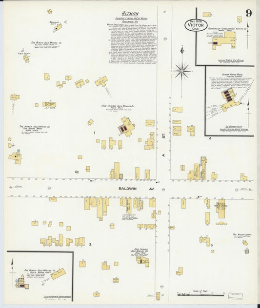Sanborn Fire Insurance Map from Victor, Teller County, Colorado (1908), Sheet #0009 - Historic Sanborn Fire Insurance Map Print, vintage old map wall art, antique decor, genealogy gift, Colorado Colorado map