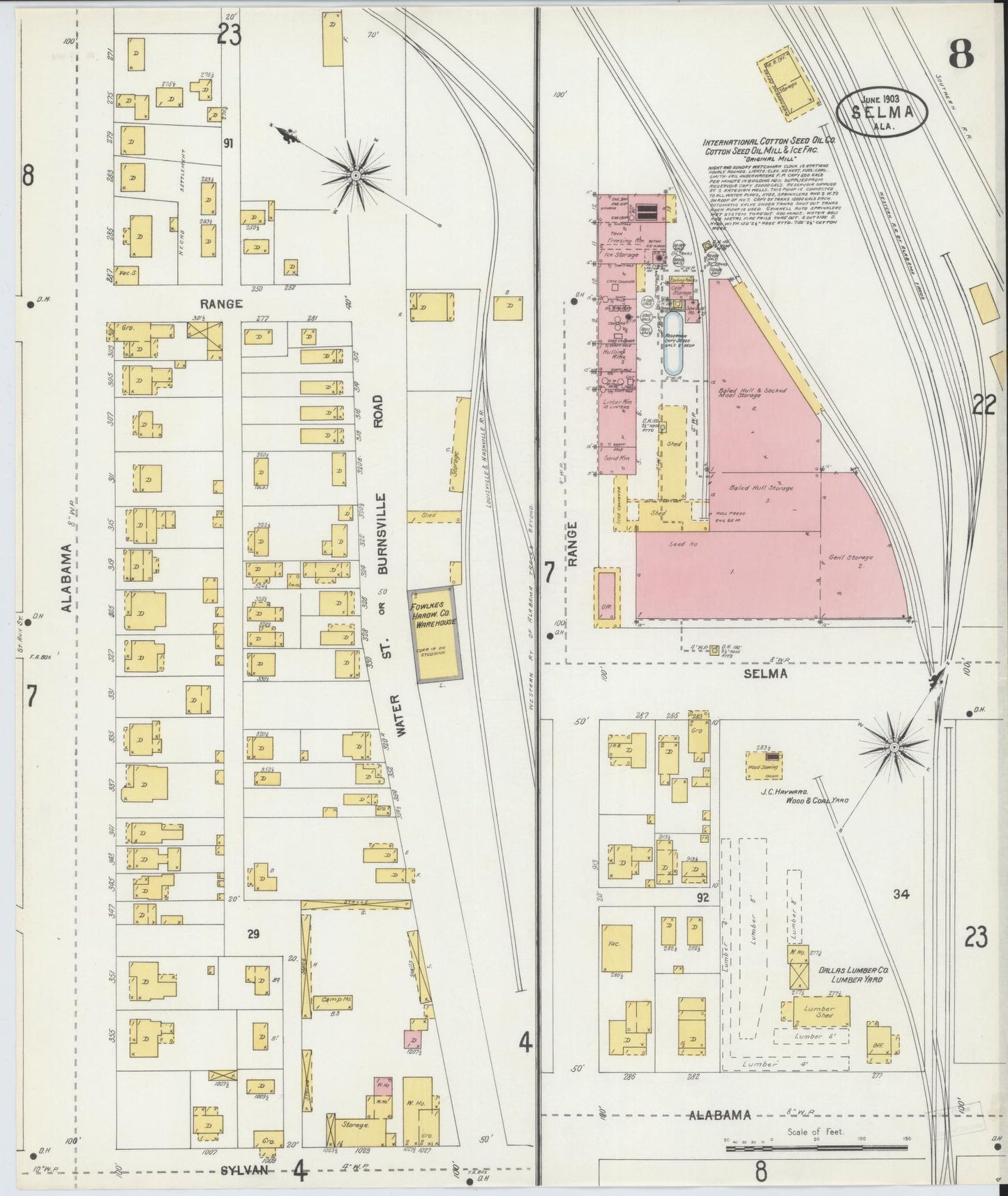 Sanborn Fire Insurance Map from Selma, Dallas County, Alabama (1903), Sheet #0008 - Complete Map Set gallery image, historic Sanborn map, vintage wall art, Alabama Alabama