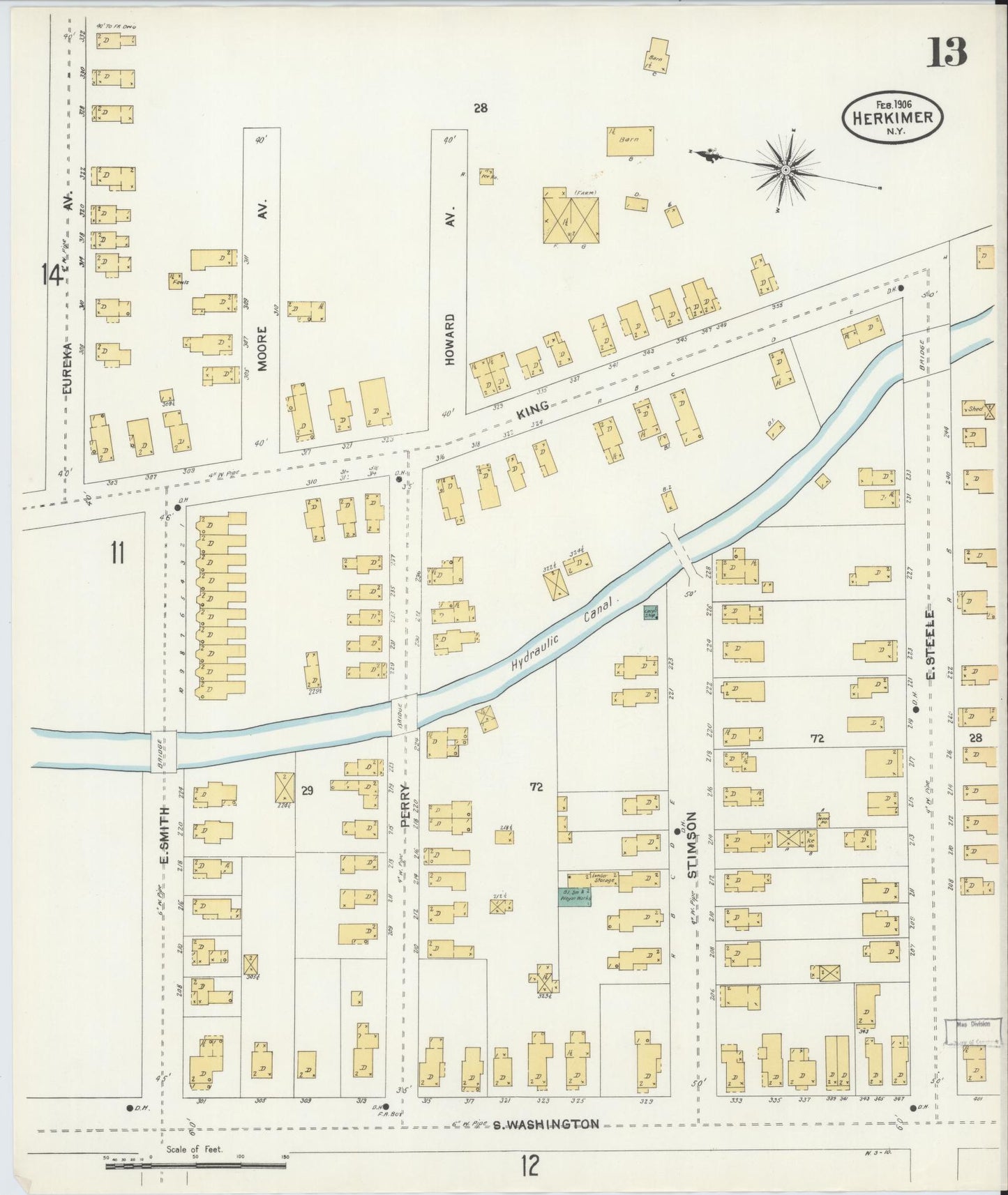 Sanborn Fire Insurance Map from Herkimer, Herkimer County, New York (1906), Sheet #0013 - Complete Map Set gallery image, historic Sanborn map, vintage wall art, New York New York