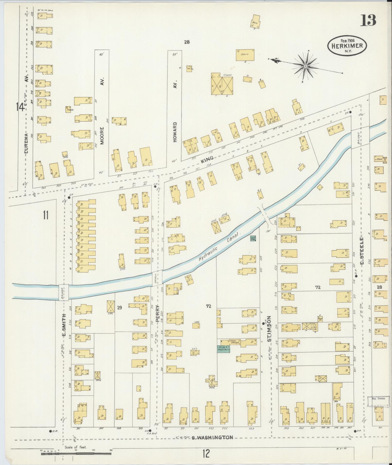 Sanborn Fire Insurance Map from Herkimer, Herkimer County, New York (1906), Sheet #0013 - Complete Map Set gallery image, historic Sanborn map, vintage wall art, New York New York