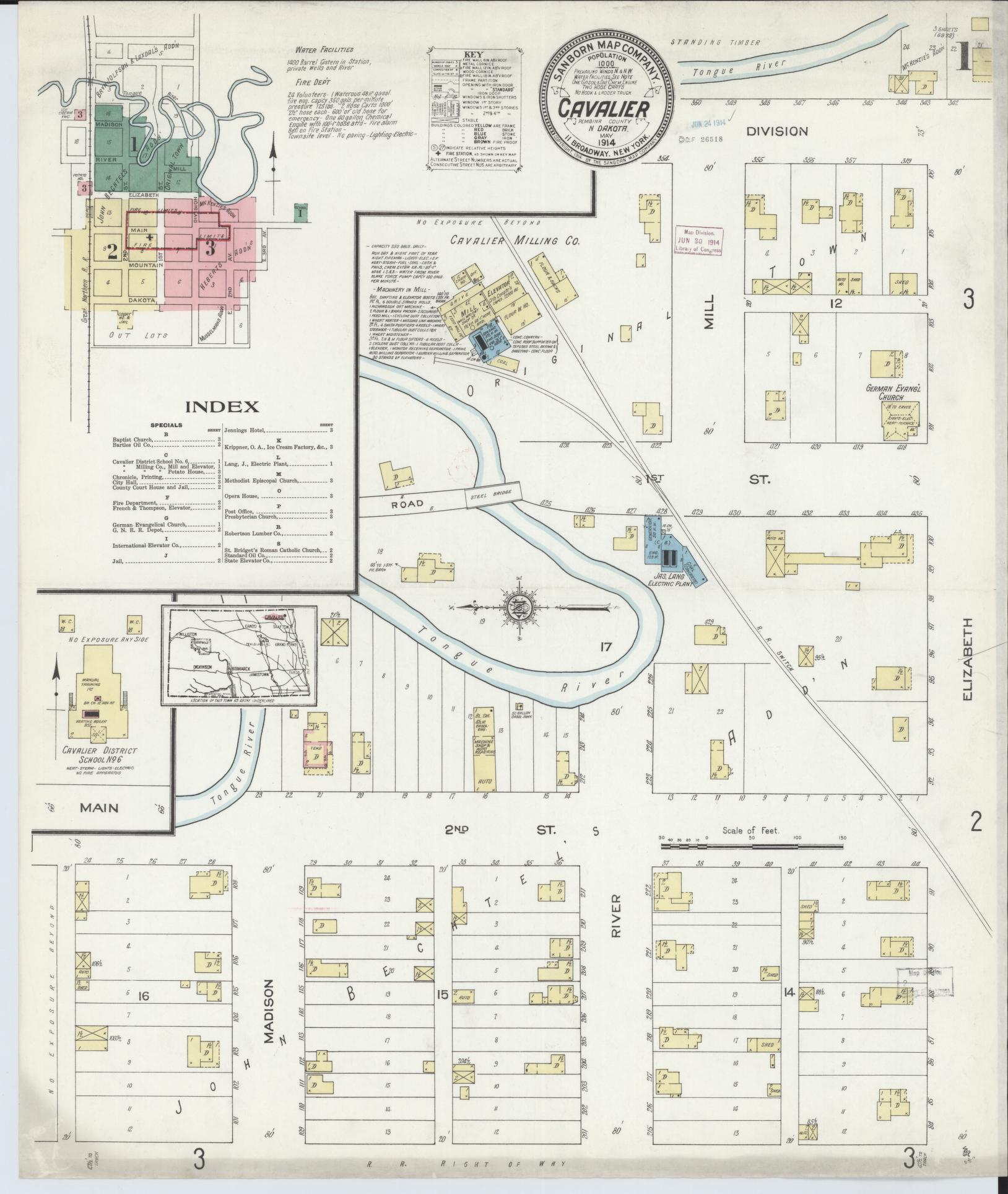 Sanborn Fire Insurance Map from Cavalier, Pembina County, North Dakota. (1914) – Historic Sanborn Fire Insurance Map Print