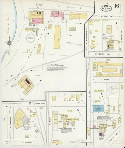 Sanborn Fire Insurance Map from Victoria, Victoria County, Texas (1912), Sheet #0016 - Complete Map Set gallery image, historic Sanborn map, vintage wall art, Texas Texas