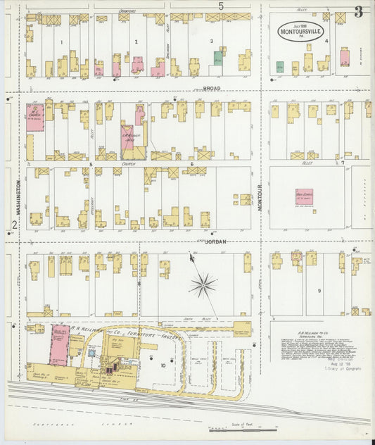 Sanborn Fire Insurance Map from Montoursville, Lycoming County, Pennsylvania (1899), Sheet #0003 - Historic Sanborn Fire Insurance Map Print, vintage old map wall art, antique decor, genealogy gift, Pennsylvania Pennsylvania map