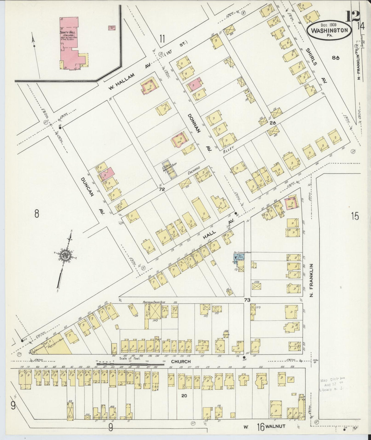 Sanborn Fire Insurance Map from Washington, Washington County, Pennsylvania (1909), Sheet #0012 - Complete Map Set gallery image, historic Sanborn map, vintage wall art, Sanborn Fire Insurance Map from Washington Washington