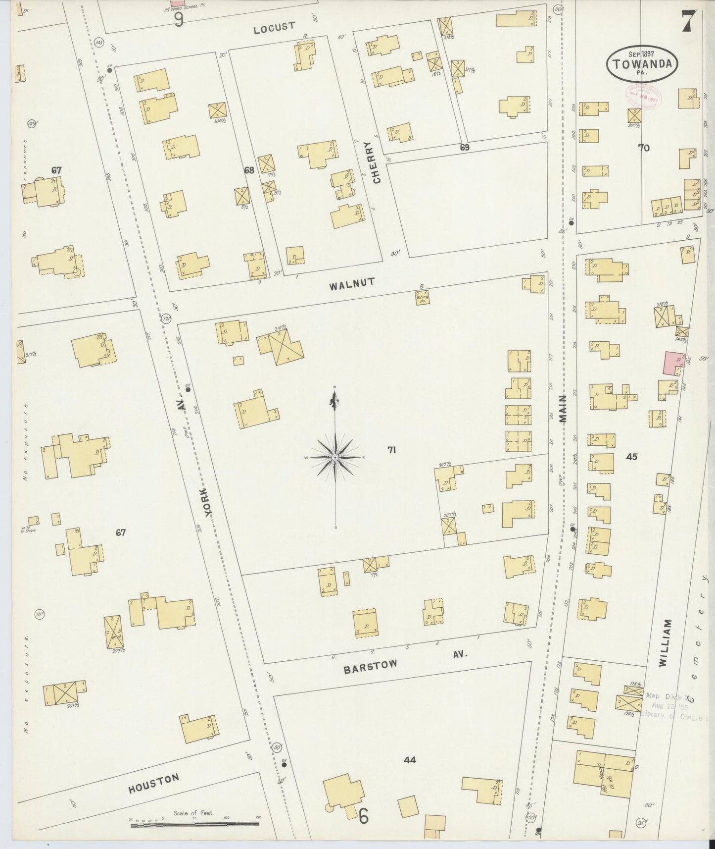 Sanborn Fire Insurance Map from Towanda, Bradford County, Pennsylvania (1897), Sheet #0007 - Historic Sanborn Fire Insurance Map Print, vintage old map wall art, antique decor, genealogy gift, Pennsylvania Pennsylvania map