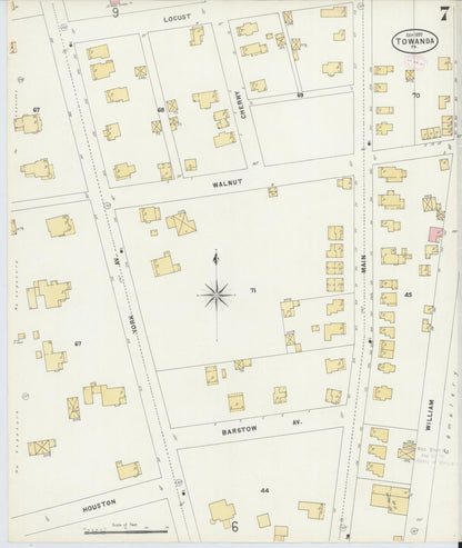 Sanborn Fire Insurance Map from Towanda, Bradford County, Pennsylvania (1897), Sheet #0007 - Historic Sanborn Fire Insurance Map Print, vintage old map wall art, antique decor, genealogy gift, Pennsylvania Pennsylvania map