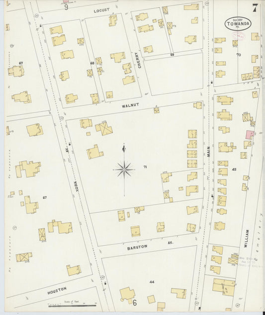 Sanborn Fire Insurance Map from Towanda, Bradford County, Pennsylvania (1897), Sheet #0007 - Historic Sanborn Fire Insurance Map Print, vintage old map wall art, antique decor, genealogy gift, Pennsylvania Pennsylvania map