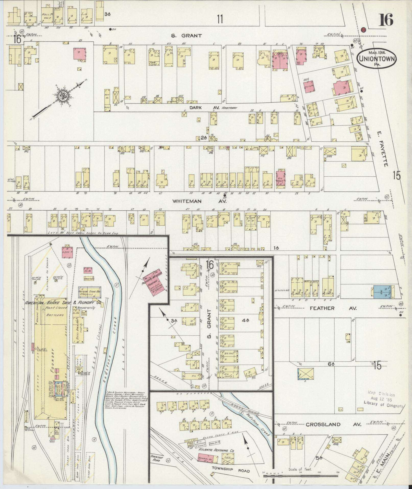 Sanborn Fire Insurance Map from Uniontown, Fayette County, Pennsylvania (1914), Sheet #0016 - Complete Map Set gallery image, historic Sanborn map, vintage wall art, Pennsylvania Pennsylvania