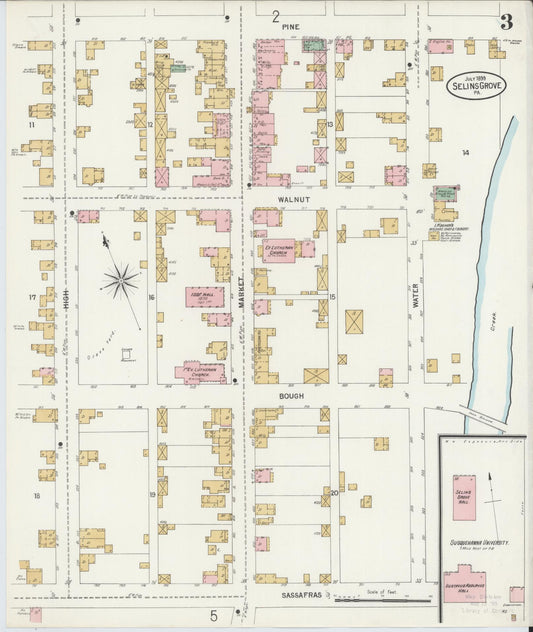 Sanborn Fire Insurance Map from Selins Grove, Snyder County, Pennsylvania (1899), Sheet #0003 - Historic Sanborn Fire Insurance Map Print, vintage old map wall art, antique decor, genealogy gift, Pennsylvania Pennsylvania map