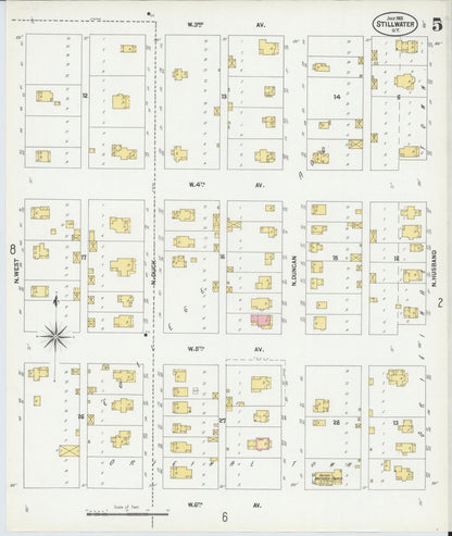 Sanborn Fire Insurance Map from Stillwater, Payne County, Oklahoma (1901), Sheet #0005 - Complete Map Set gallery image, historic Sanborn map, vintage wall art, Oklahoma Oklahoma