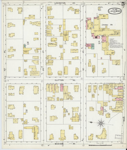 Sanborn Fire Insurance Map from Lakewood, Ocean County, New Jersey (1895), Sheet #0005 - Historic Sanborn Fire Insurance Map Print, vintage old map wall art, antique decor, genealogy gift, New Jersey New Jersey map