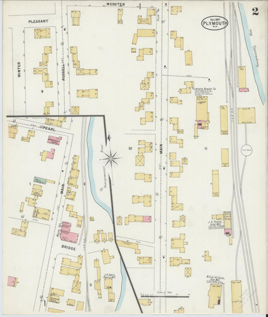 Sanborn Fire Insurance Map from Plymouth, Grafton County, New Hampshire (1897), Sheet #0002 - Historic Sanborn Fire Insurance Map Print, vintage old map wall art, antique decor, genealogy gift, New Hampshire New Hampshire map