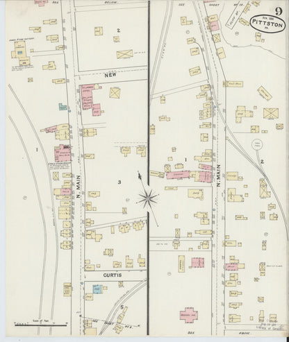 Sanborn Fire Insurance Map from Pittston, Luzerne County, Pennsylvania (1891), Sheet #0009 - Historic Sanborn Fire Insurance Map Print, vintage old map wall art, antique decor, genealogy gift, Pennsylvania Pennsylvania map