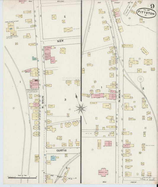 Sanborn Fire Insurance Map from Pittston, Luzerne County, Pennsylvania (1891), Sheet #0009 - Historic Sanborn Fire Insurance Map Print, vintage old map wall art, antique decor, genealogy gift, Pennsylvania Pennsylvania map