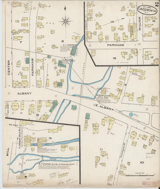 Sanborn Fire Insurance Map from Cazenovia, Madison County, New York (1885), Sheet #0002 - Historic Sanborn Fire Insurance Map Print, vintage old map wall art, antique decor, genealogy gift, New York New York map