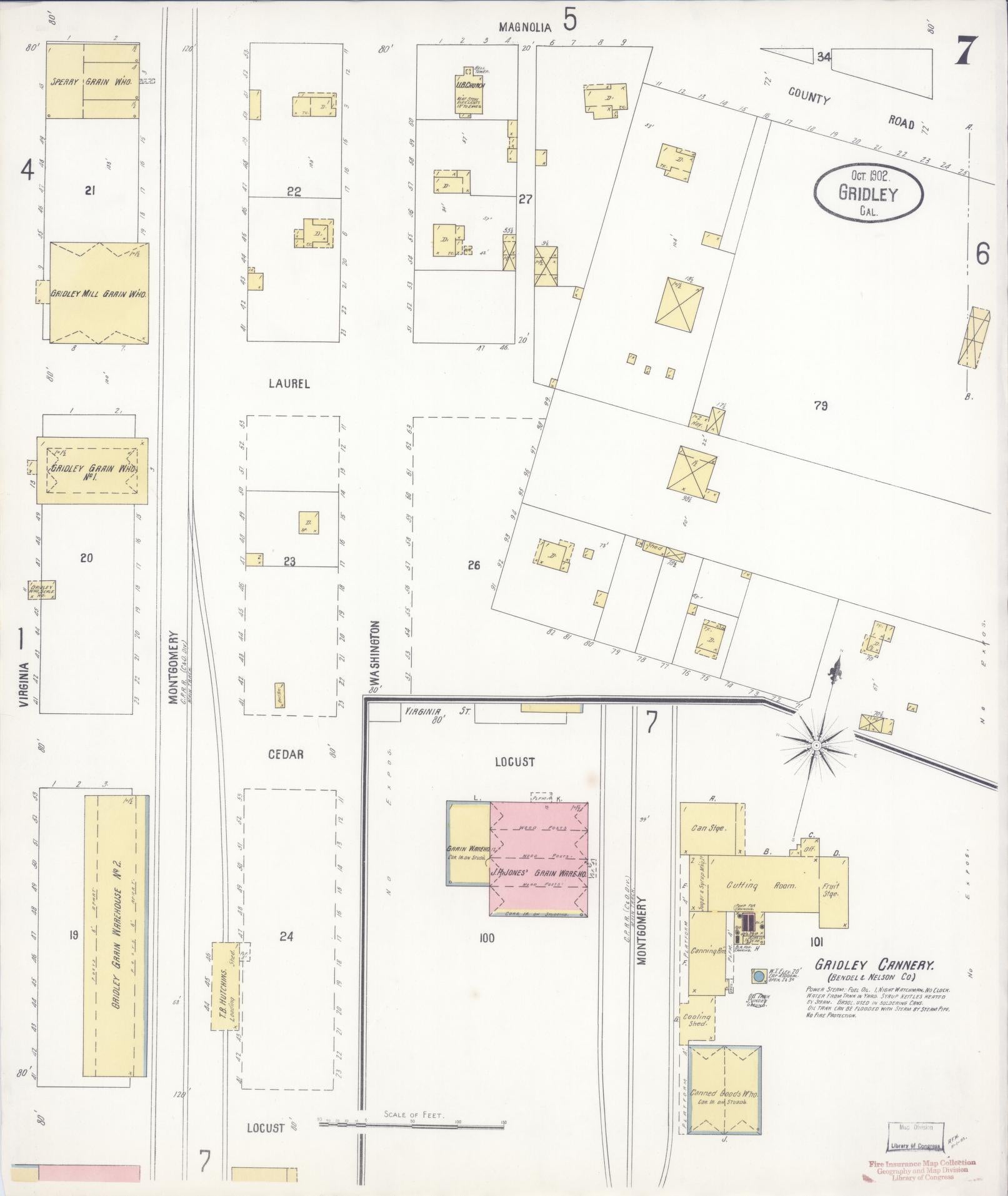 Sanborn Fire Insurance Map from Gridley, Butte County, California (1902), Sheet #0007 - Historic Sanborn Fire Insurance Map Print, vintage old map wall art, antique decor, genealogy gift, California California map