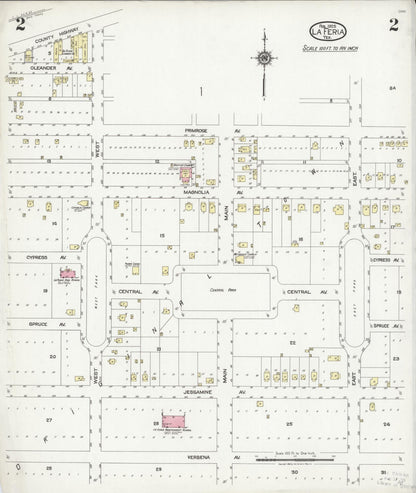 Sanborn Fire Insurance Map from La Feria, Cameron County, Texas (1925), Sheet #0002 - Historic Sanborn Fire Insurance Map Print, vintage old map wall art, antique decor, genealogy gift, Texas Texas map