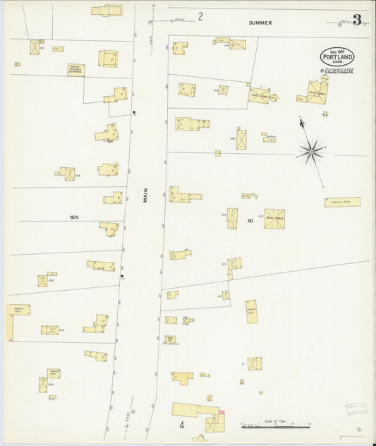 Sanborn Fire Insurance Map from Portland, Middlesex County, Connecticut (1907), Sheet #0003 - Historic Sanborn Fire Insurance Map Print, vintage old map wall art, antique decor, genealogy gift, Connecticut Connecticut map