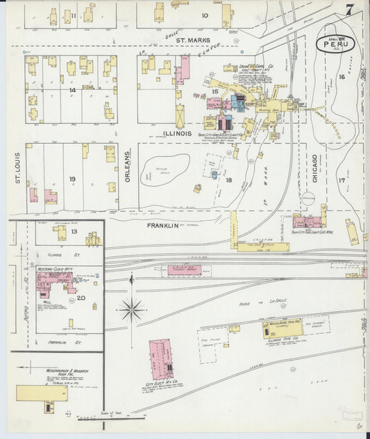 Sanborn Fire Insurance Map from Peru, La Salle County, Illinois (1892), Sheet #0007 - Historic Sanborn Fire Insurance Map Print, vintage old map wall art, antique decor, genealogy gift, Illinois Illinois map