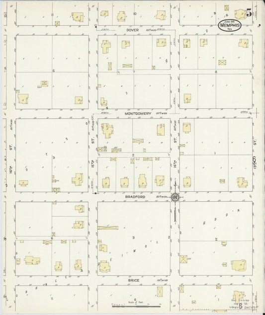Sanborn Fire Insurance Map from Memphis, Hall County, Texas (1914), Sheet #0005 - Historic Sanborn Fire Insurance Map Print, vintage old map wall art, antique decor, genealogy gift, Texas Texas map