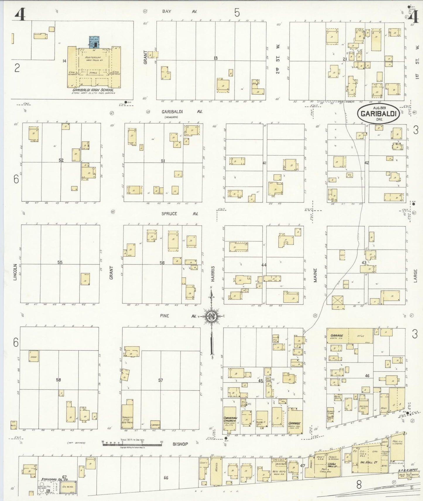 Sanborn Fire Insurance Map from Garibaldi, Tillamook County, Oregon (1929), Sheet #0004 - Complete Map Set gallery image, historic Sanborn map, vintage wall art, Oregon Oregon