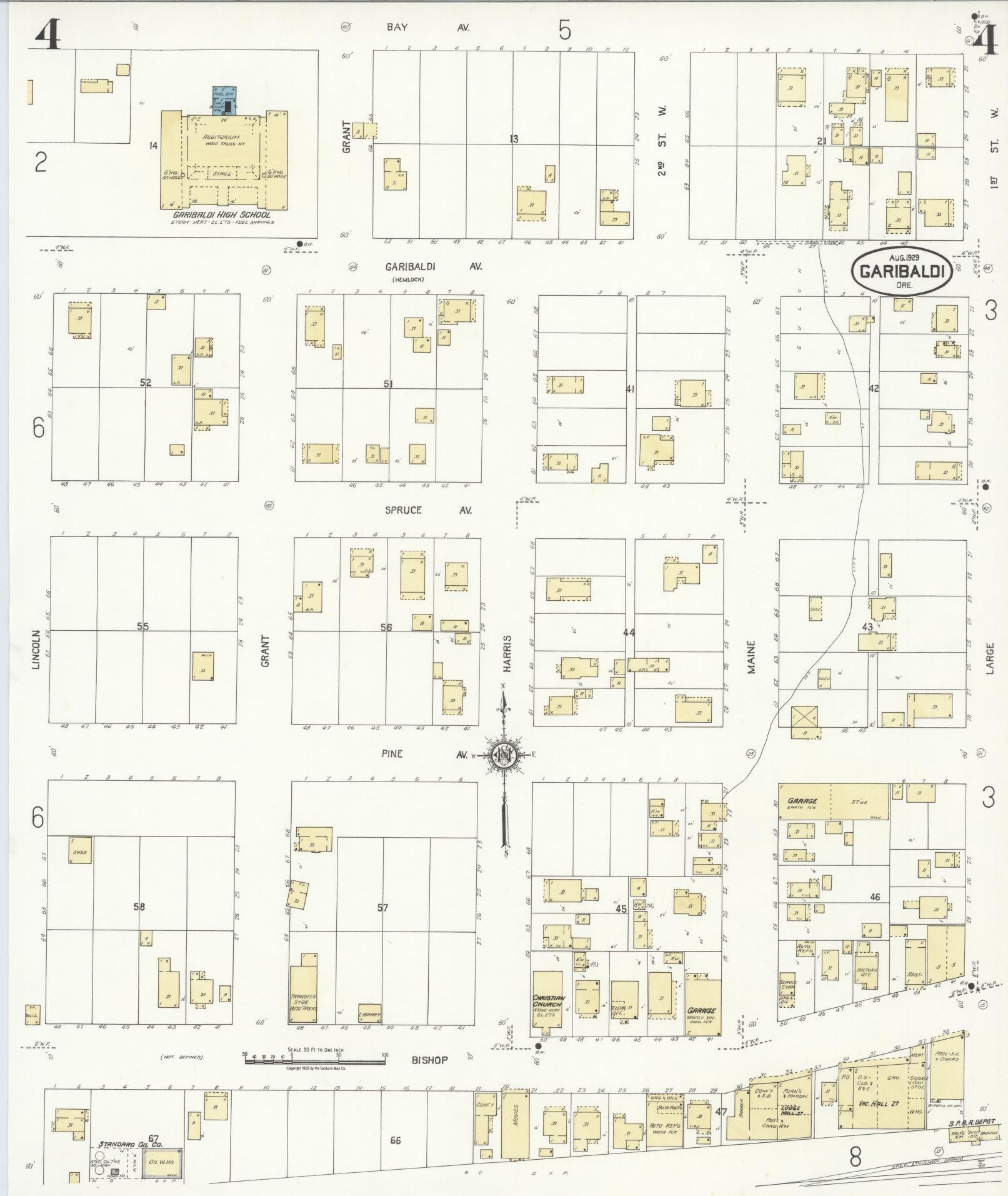 Sanborn Fire Insurance Map from Garibaldi, Tillamook County, Oregon (1929), Sheet #0004 - Complete Map Set gallery image, historic Sanborn map, vintage wall art, Oregon Oregon