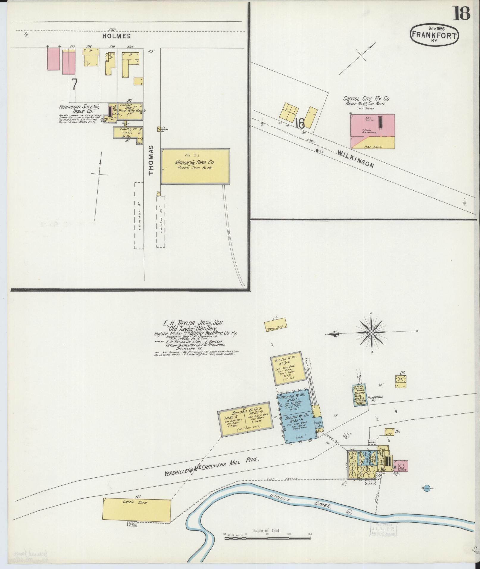 Sanborn Fire Insurance Map from Frankfort, Franklin County, Kentucky (1896), Sheet #0018 - Complete Map Set gallery image, historic Sanborn map, vintage wall art, Kentucky Kentucky
