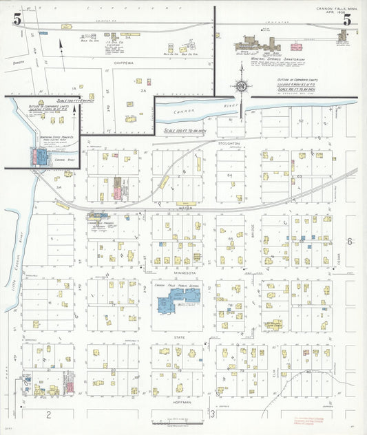 Sanborn Fire Insurance Map from Cannon Falls, Goodhue County, Minnesota (1938), Sheet #0005 - Historic Sanborn Fire Insurance Map Print, vintage old map wall art, antique decor, genealogy gift, Minnesota Minnesota map