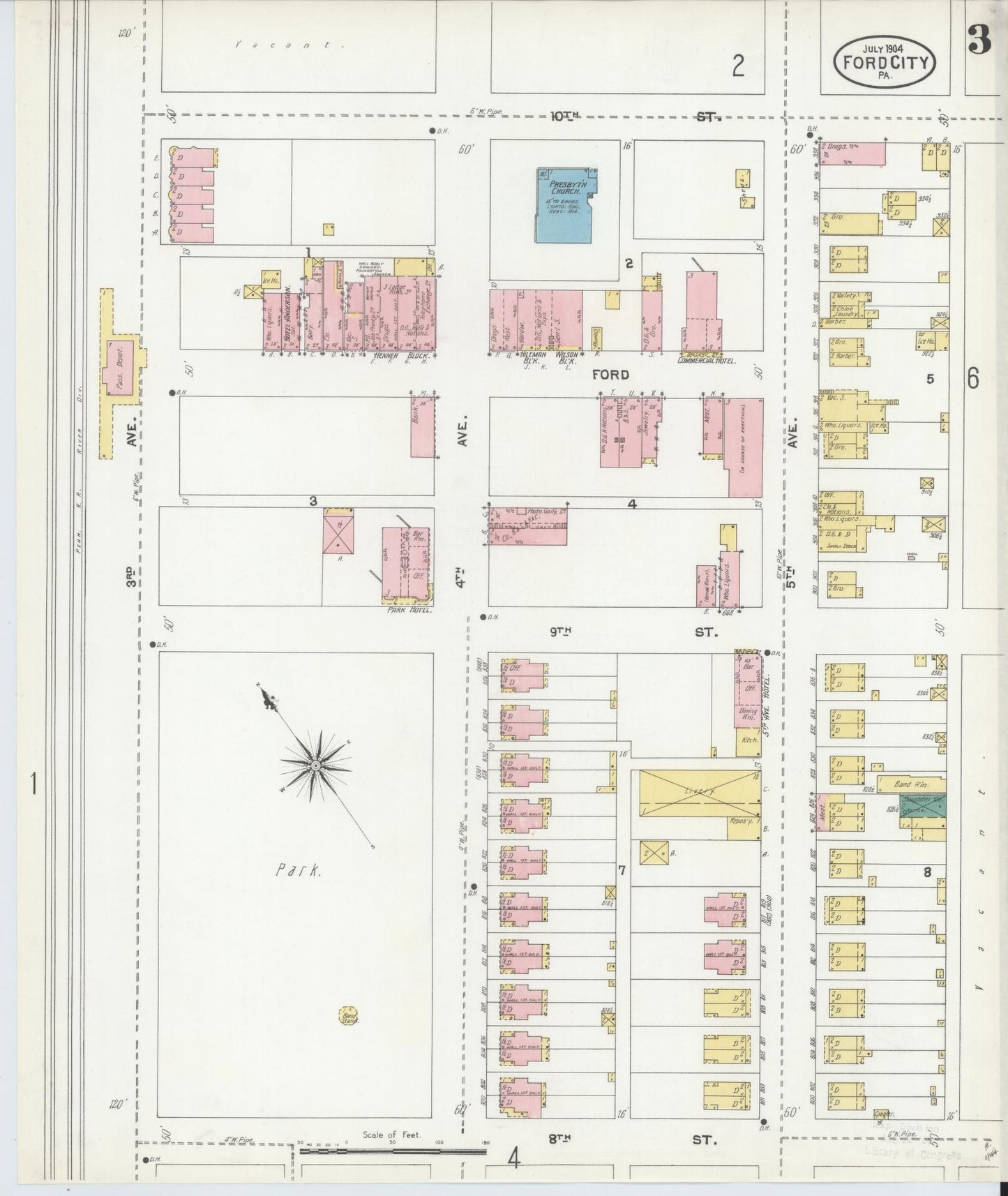 Sanborn Fire Insurance Map from Ford City, Armstrong County, Pennsylvania (1904), Sheet #0003 - Historic Sanborn Fire Insurance Map Print, vintage old map wall art, antique decor, genealogy gift, Pennsylvania Pennsylvania map