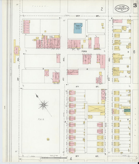 Sanborn Fire Insurance Map from Ford City, Armstrong County, Pennsylvania (1904), Sheet #0003 - Historic Sanborn Fire Insurance Map Print, vintage old map wall art, antique decor, genealogy gift, Pennsylvania Pennsylvania map