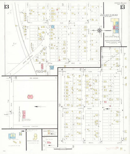 Sanborn Fire Insurance Map from Webster City, Hamilton County, Iowa (1938), Sheet #0013 - Historic Sanborn Fire Insurance Map Print