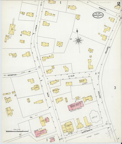 Sanborn Fire Insurance Map from Hanover, Grafton County, New Hampshire (1904), Sheet #0002 - Complete Map Set gallery image, historic Sanborn map, vintage wall art, New Hampshire New Hampshire