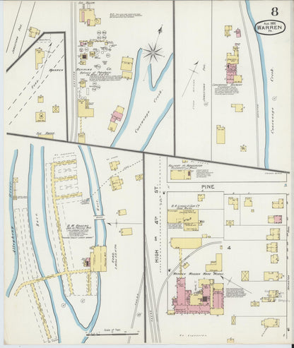 Sanborn Fire Insurance Map from Warren, Warren County, Pennsylvania (1892), Sheet #0008 - Complete Map Set gallery image, historic Sanborn map, vintage wall art, Pennsylvania Pennsylvania