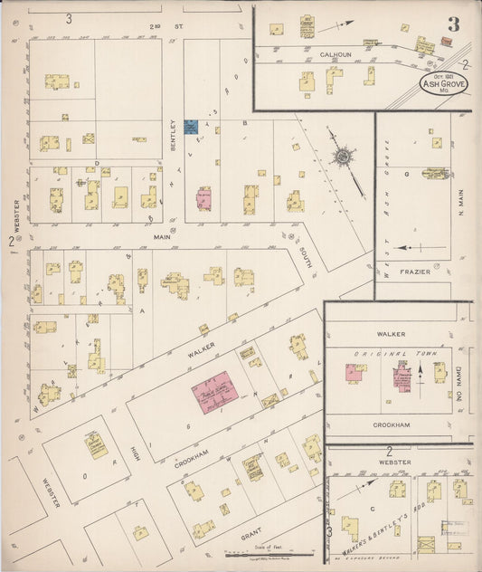 Sanborn Fire Insurance Map from Ash Grove, Greene County, Missouri (1921), Sheet #0003 - Historic Sanborn Fire Insurance Map Print, vintage old map wall art, antique decor, genealogy gift, Missouri Missouri map