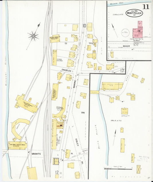 Sanborn Fire Insurance Map from Montpelier, Washington County, Vermont (1905), Sheet #0011 - Historic Sanborn Fire Insurance Map Print, vintage old map wall art, antique decor, genealogy gift, Vermont Vermont map