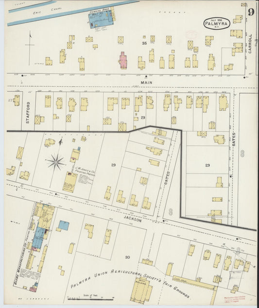 Sanborn Fire Insurance Map from Palmyra, Wayne County, New York (1894), Sheet #0009 - Historic Sanborn Fire Insurance Map Print, vintage old map wall art, antique decor, genealogy gift, New York New York map