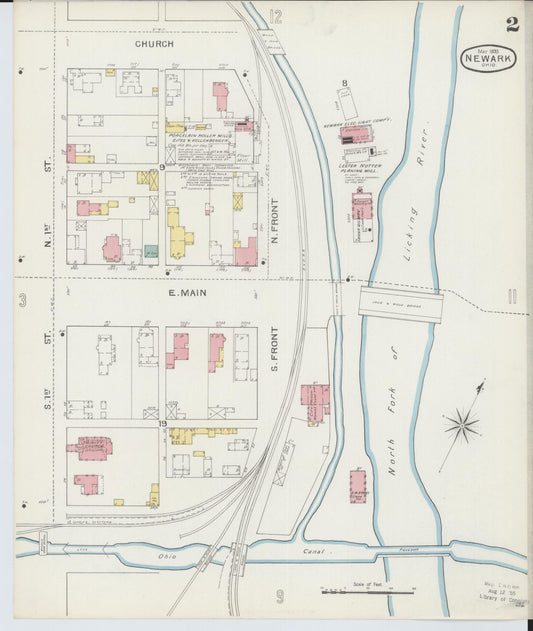 Sanborn Fire Insurance Map from Newark, Licking County, Ohio (1893), Sheet #0002 - Historic Sanborn Fire Insurance Map Print, vintage old map wall art, antique decor, genealogy gift, Ohio Ohio map