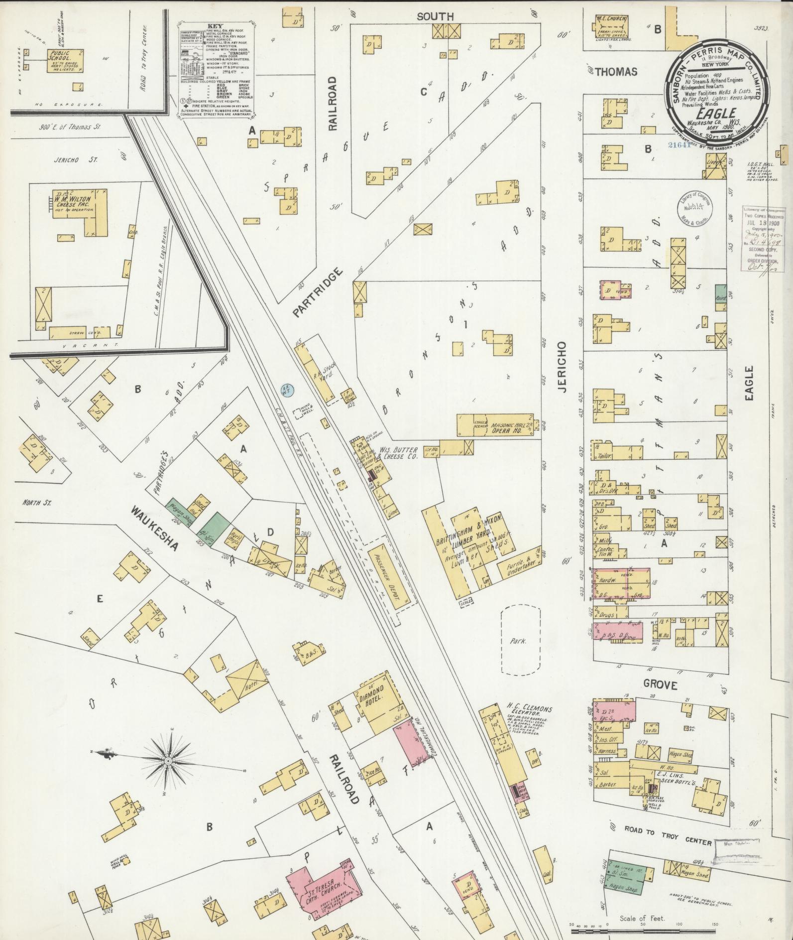 Sanborn Fire Insurance Map from Eagle, Waukesha County, Wisconsin (1900), Sheet #0001 - Historic Sanborn Fire Insurance Map Print, vintage old map wall art, antique decor, genealogy gift, Wisconsin Wisconsin map