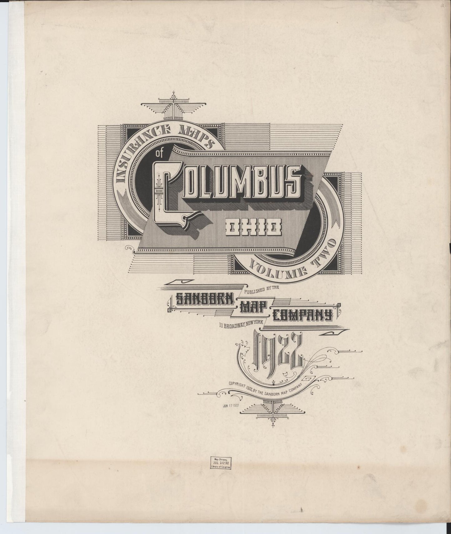 Sanborn Fire Insurance Map from Columbus, Franklin County, Ohio (1922), Sheet #0001 - Historic Sanborn Fire Insurance Map Print, vintage old map wall art, antique decor, genealogy gift, Ohio Ohio map