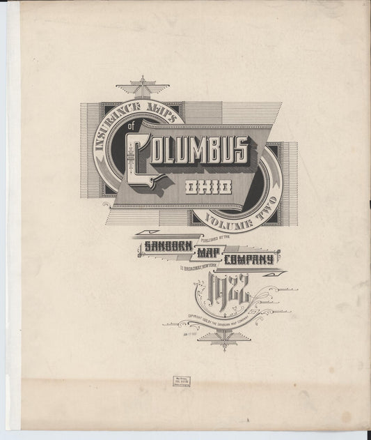Sanborn Fire Insurance Map from Columbus, Franklin County, Ohio (1922), Sheet #0001 - Historic Sanborn Fire Insurance Map Print, vintage old map wall art, antique decor, genealogy gift, Ohio Ohio map