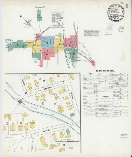 Sanborn Fire Insurance Map from Ellenville, Ulster County, New York (1900), Sheet #0001 - Complete Map Set gallery image, historic Sanborn map, vintage wall art, New York New York
