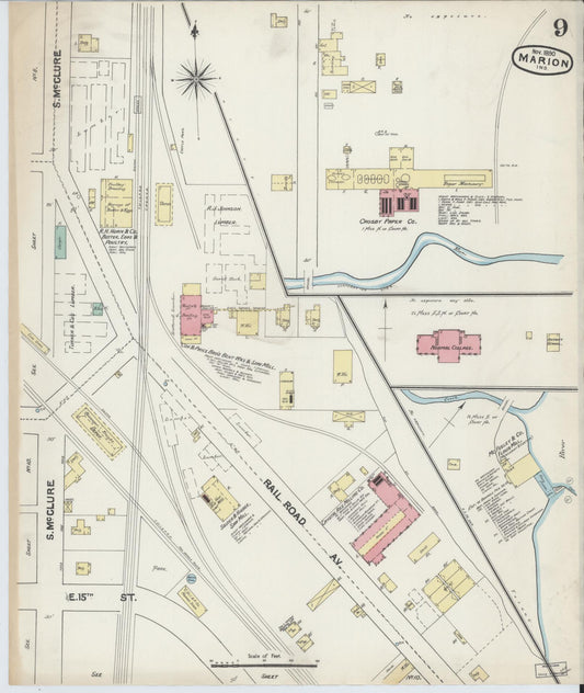 Sanborn Fire Insurance Map from Marion, Grant County, Indiana (1890), Sheet #0009 - Historic Sanborn Fire Insurance Map Print, vintage old map wall art, antique decor, genealogy gift, Indiana Indiana map