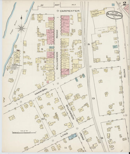 Sanborn Fire Insurance Map from Blossburg, Tioga County, Pennsylvania (1885), Sheet #0002 - Complete Map Set gallery image, historic Sanborn map, vintage wall art, Pennsylvania Pennsylvania