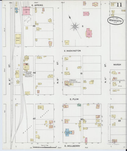 Sanborn Fire Insurance Map from Mankato, Blue Earth County, Minnesota (1889), Sheet #0011 - Historic Sanborn Fire Insurance Map Print, vintage old map wall art, antique decor, genealogy gift, Minnesota Minnesota map