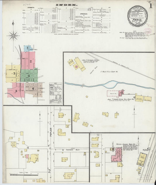 Sanborn Fire Insurance Map from Paris, Henry County, Tennessee (1896), Sheet #0001 - Complete Map Set gallery image, historic Sanborn map, vintage wall art, Tennessee Tennessee