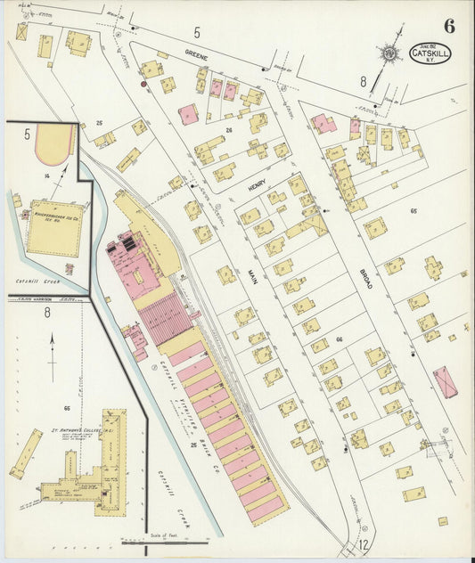 Sanborn Fire Insurance Map from Catskill, Greene County, New York (1912), Sheet #0006 - Historic Sanborn Fire Insurance Map Print, vintage old map wall art, antique decor, genealogy gift, New York New York map
