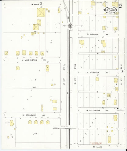 Sanborn Fire Insurance Map from La Harpe, Allen County, Kansas (1915), Sheet #0002 - Complete Map Set gallery image, historic Sanborn map, vintage wall art, Kansas Kansas