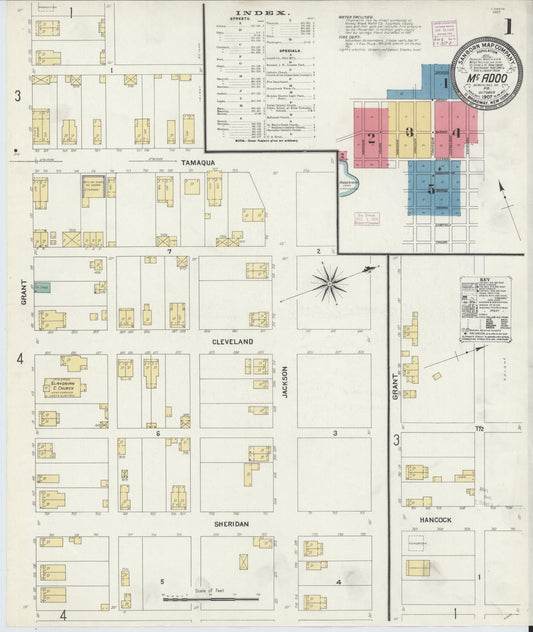 Sanborn Fire Insurance Map from McAdoo, Schuylkill County, Pennsylvania (1907), Sheet #0001 - Historic Sanborn Fire Insurance Map Print, vintage old map wall art, antique decor, genealogy gift, Pennsylvania Pennsylvania map